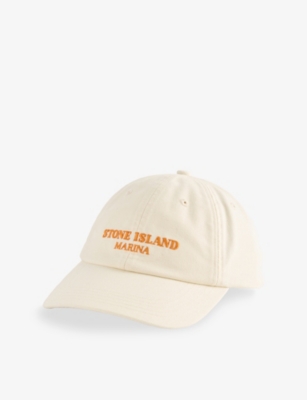 STONE ISLAND MENS IVORY MARINA LOGO-PRINT COTTON BASEBALL CAP 