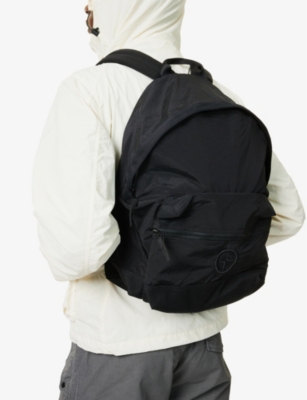 Shop Stone Island Mens Black Adjustable-strap Brand-embroidered Shell Backpack