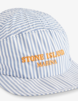 Shop Stone Island Mens Blue Marine Marina Stripe-print Woven Baseball Cap