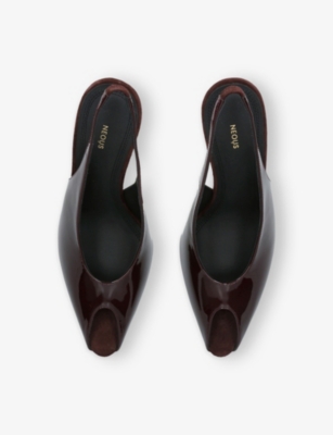 Neous Womens  Hamal Patent-leather Slingback Courts In Dark Brown
