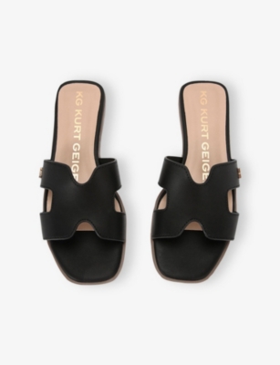 KG KURT GEIGER: Raven Faux-Leather Flat Sandals