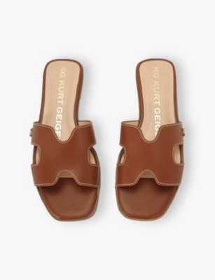 Kg Kurt Geiger Womens  Raven Faux-leather Flat Sandals