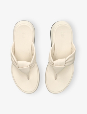 Fitflop Womens Mode Knot-strap Leather Flatform Sandals B In Bone