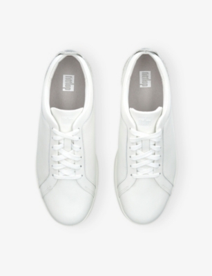 Fitflop Leather Embellished Rally Sneakers In Silver Com