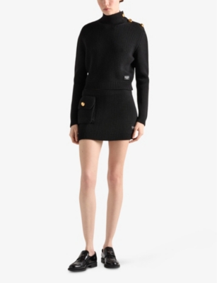 PRADA: Turtleneck Brand-Patch Wool Jumper