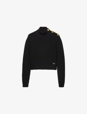 PRADA: Turtleneck Brand-Patch Wool Jumper