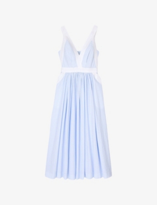 Sandro Striped Maxi Dress In Bleus