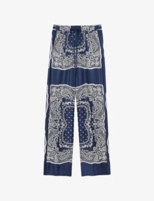 SANDRO: Bandana-Print Elasticated-Waist Woven Trousers