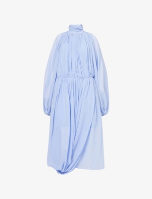 STELLA MCCARTNEY: Drape Open-Back Long-Sleeve Chiffon Midi Dress