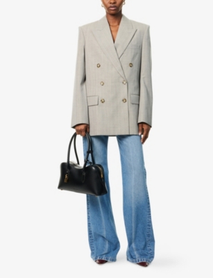 STELLA MCCARTNEY: Stripe Double-Breasted Tailored Wool Jacket