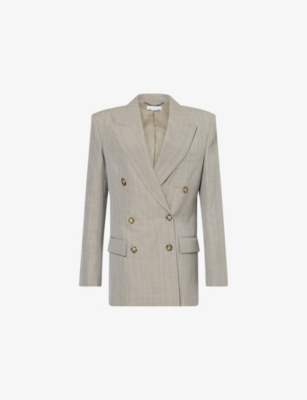 STELLA MCCARTNEY: Stripe Double-Breasted Tailored Wool Jacket