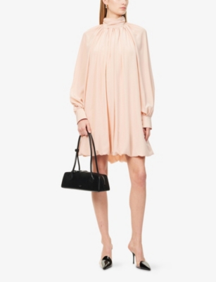 STELLA MCCARTNEY: Balloon-Sleeves Halterneck Silk Mini Dress