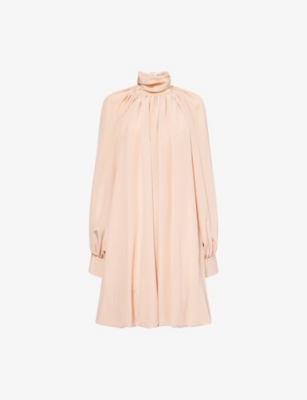STELLA MCCARTNEY: Balloon-Sleeves Halterneck Silk Mini Dress