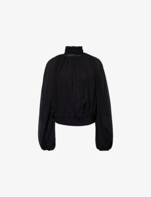 STELLA MCCARTNEY: Draped High-Neck Silk-Chiffon Top