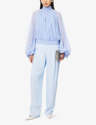 STELLA MCCARTNEY: Draped High-Neck Silk-Chiffon Top