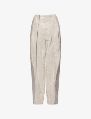 STELLA MCCARTNEY: Slouchy Panelled Rhinestone-Embellished Cotton Trousers