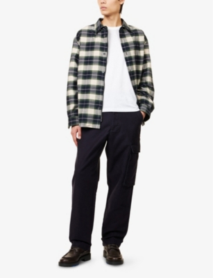 BARBOUR MENS NAVY JUNGLE STRAIGHT-LEG COTTON CHINO TROUSERS 