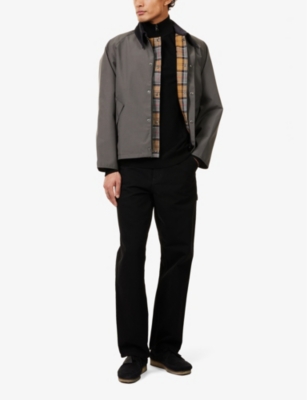 BARBOUR MENS ASPHALT GREY CORDUROY-COLLAR REVERSIBLE REGULAR-FIT WOVEN JACKET 