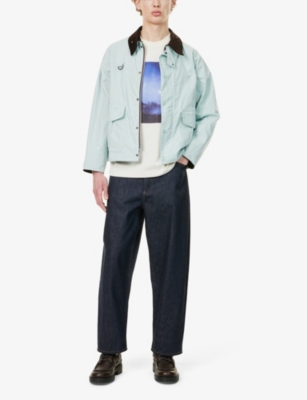 Shop Barbour Mens  X Noah Archive Swan Logo-print Cotton-jersey T-shirt Whisper White
