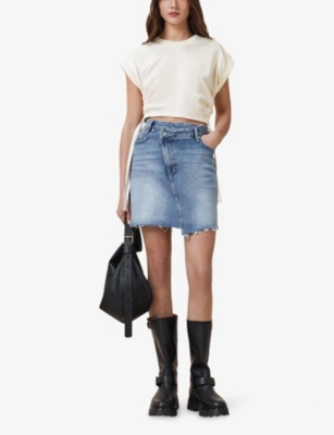 ALLSAINTS: Mira Cropped Stretch-Satin Top