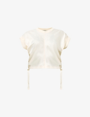 ALLSAINTS: Mira Cropped Stretch-Satin Top
