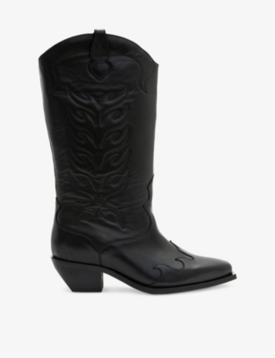 ALLSAINTS: Dolly Embroidered Leather Western Boots