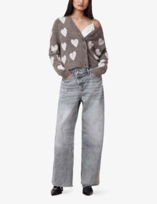 ALLSAINTS WOMENS ALLSAINTS AKI CROSSOVER STRAIGHT-LEG DENIM JEANS 