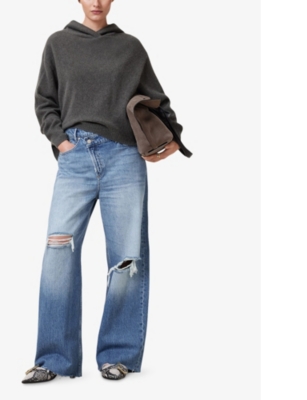 ALLSAINTS WOMENS ALLSAINTS AKI DISTRESSED ORGANIC-COTTON JEANS 