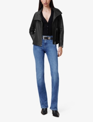 ALLSAINTS WOMENS MID INDIGO HALDAN SLIM-FIT DENIM JEANS 
