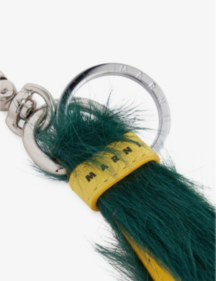 Shop Marni Mens Cypress Brand-print Fur Keyring