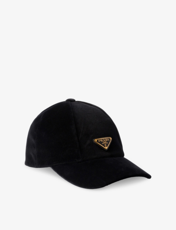 Triangle-Logo Velvet Baseball Cap