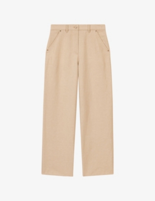 Maje Womens Naturels Straight-leg Mid-rise Linen-blend Suit Trousers In Naturels
