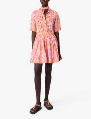 MAJE: Floral-Print Short-Sleeved Woven Mini Dress