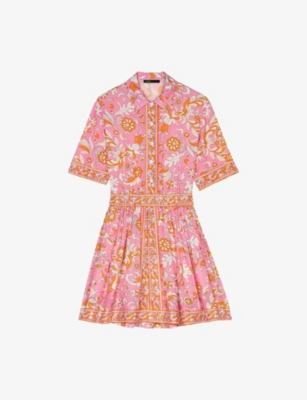 MAJE: Floral-Print Short-Sleeved Woven Mini Dress