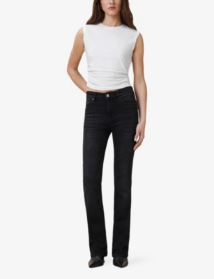 Allsaints Womens West Ruched Stretch Cotton-blend Top White In White
