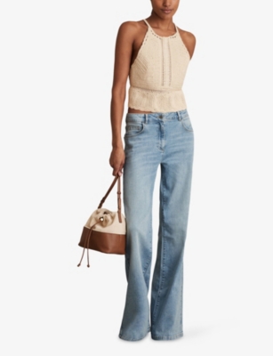 REISS: May Halterneck Crochet Cotton Top