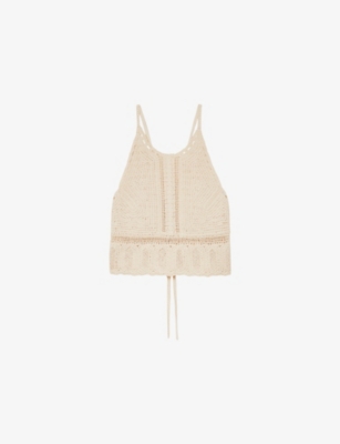 REISS: May Halterneck Crochet Cotton Top