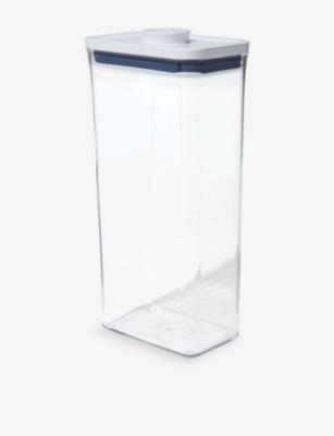 Oxo Good Grips Pop Rectangle Tall Stainless-steel Container White Blue Clear In White Blue Clear