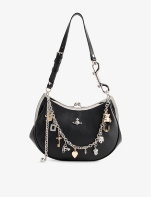 Charm Frame Leather Top-Handle Bag