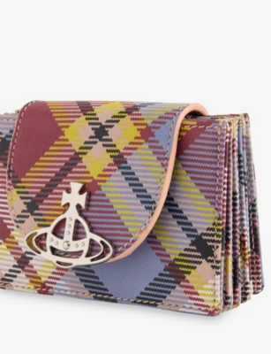 VIVIENNE WESTWOOD: Checked Flap Leather Card Holder