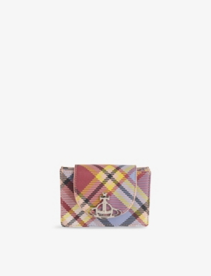 VIVIENNE WESTWOOD: Checked Flap Leather Card Holder