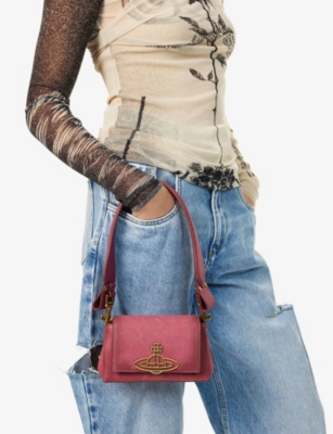 VIVIENNE WESTWOOD: Hazel Small Suede Top-Handle Bag