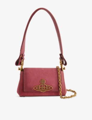 VIVIENNE WESTWOOD: Hazel Small Suede Top-Handle Bag