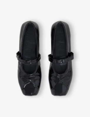 Marni Black Ballerinas With Embossed Bow Detail On The Front In Leather Woman In Black