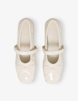 Marni Patent-leather Ballerina Shoes In Natural White