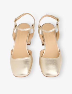 Whistles Womens Gold Matilda Ankle-strap Leather Heeled Shoes In Gold