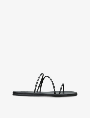 Ancient Greek Sandals Womens Black Lynx Flat Leather Sandals Eur 39 / 6 Uk