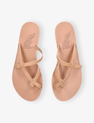 Ancient Greek Sandals Leather Armos Sandals In Beige