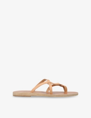 Ancient Greek Sandals Leather Armos Sandals In Beige