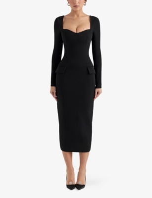 HOUSE OF CB WOMENS HOUSE OF CB ELLA LONG-SLEEVE STRETCH-WOVEN MIDI DRESS